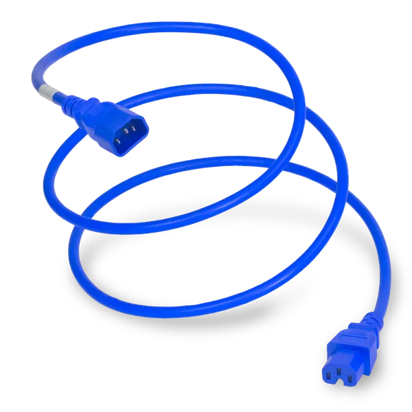 6FT Blue High Temp IEC320 C14 to IEC320 C15 15A 250V
